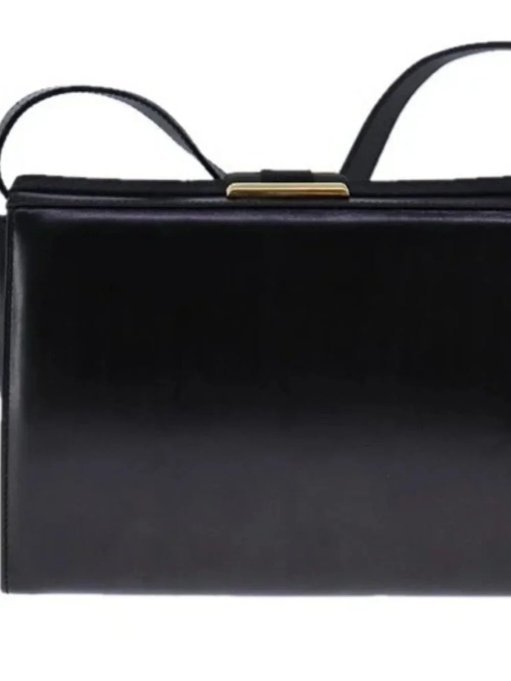 Salvatore Ferragamo Gancini Shoulder Bag Leather Black Gold Auth 106875
